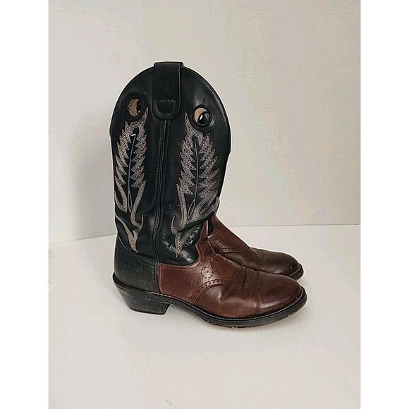 Men\'s Durango Black / Brown Leather Round Toe Western Cowboy Boots Size 11 EE main image 6